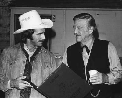 Sam Elliott and John Wayne in The Shootist in 1976.