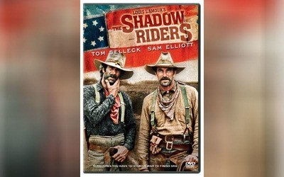 The cover of the DVD ‘The Shadow Riders’ with Tom Selleck and Sam Elliott. 