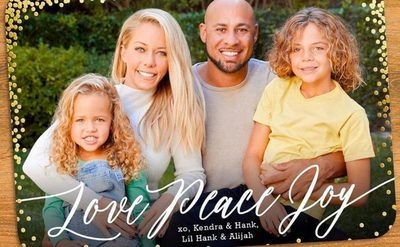 Holiday card with Kendra Wilkinson, Hank Baskett, and their kids