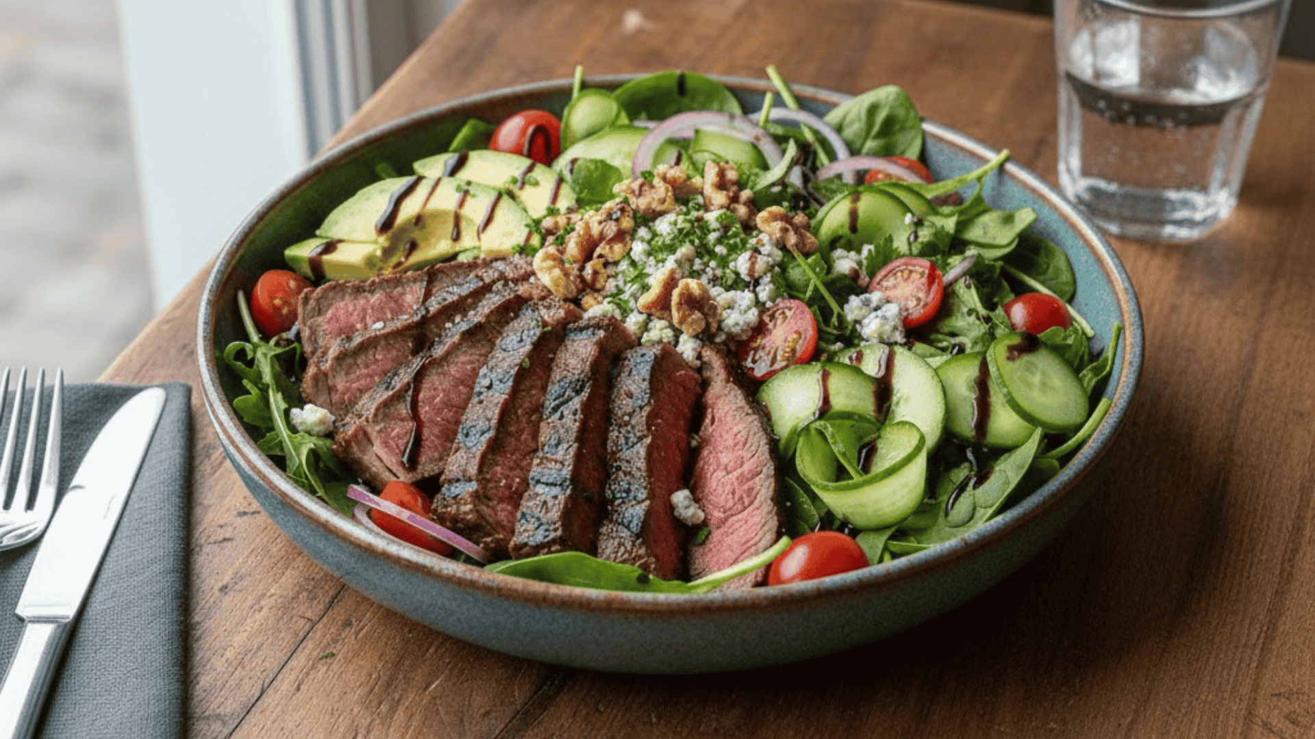 2 ny strip steak salad bowl