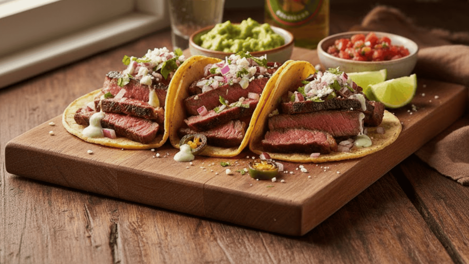 4 ny strip steak tacos