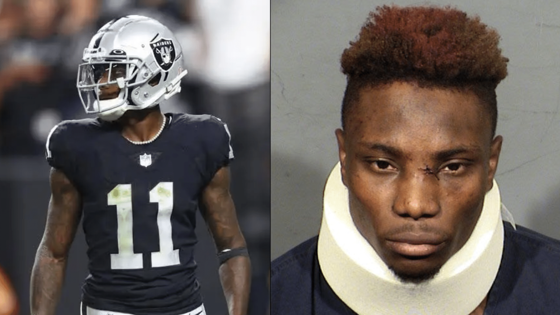 Henry ruggs in two photos of the football player in his jersey