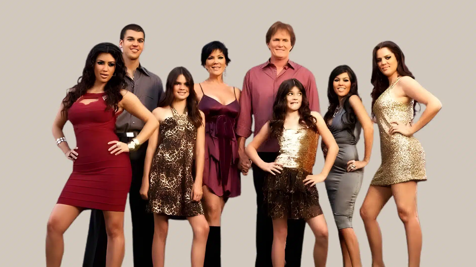 The Kardashian Jenner family poses together in for the Keeping up with the Kardashians Season one