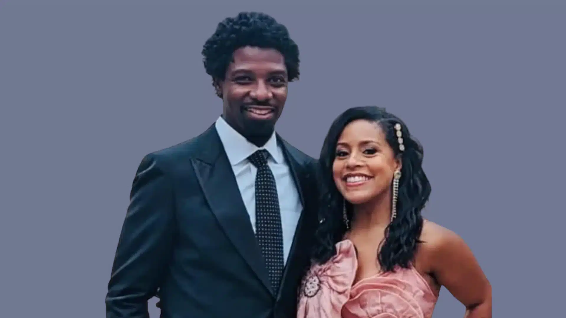Uche Ojeh, Sheinelle Jones' husband, smiling and posing against a solid background