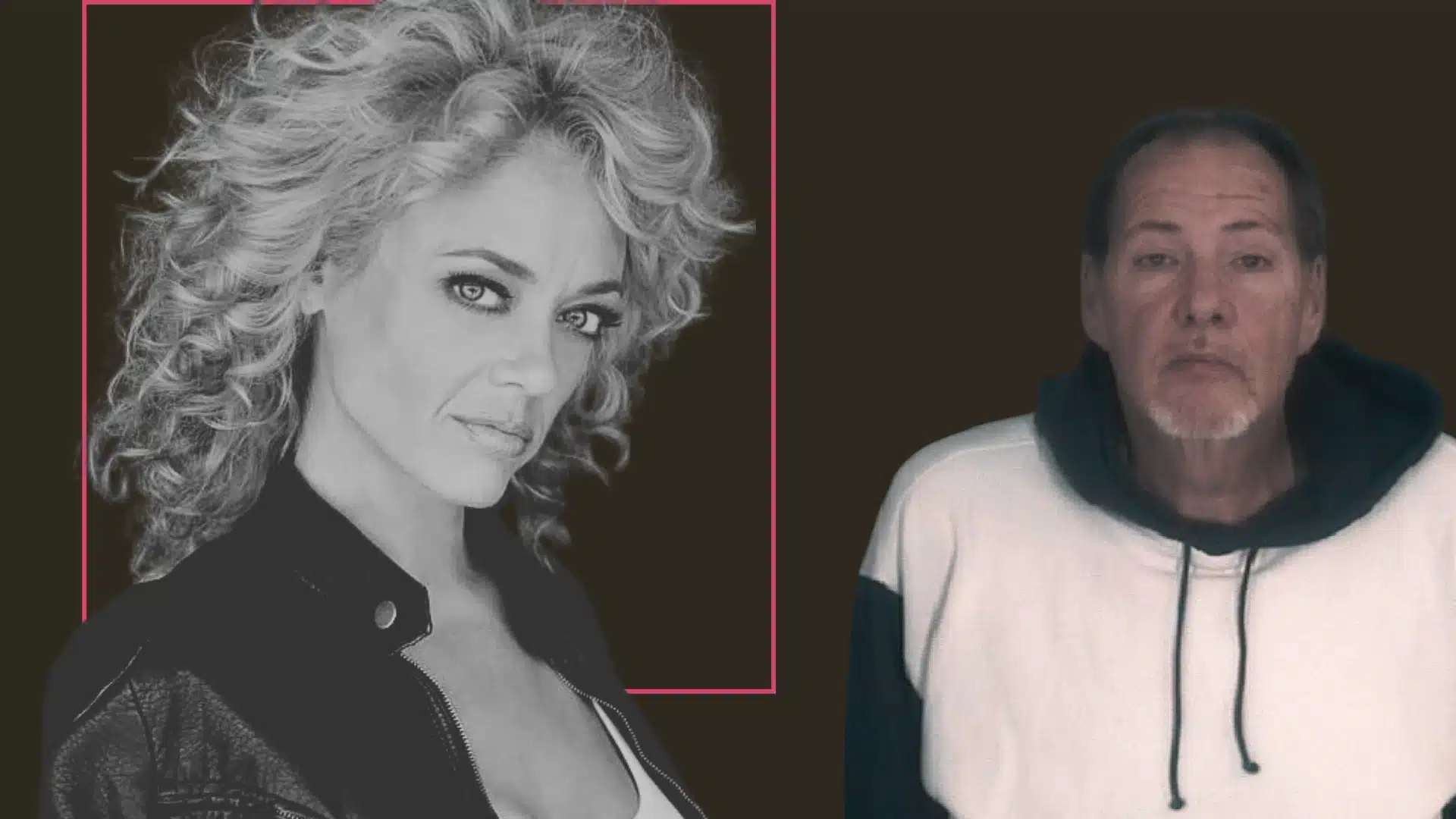 An image of Robert Joseph Gilliam, and a headshot of Lisa Robin Kelly, in a leather jacket against a dark background